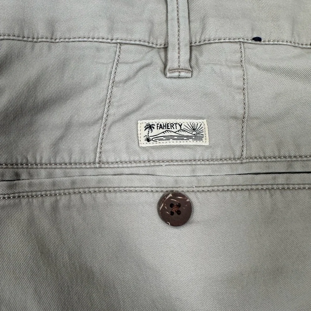 Faherty Island Life Chino Shorts Mens 38 Beige Organic Cotton Stretch Vacation